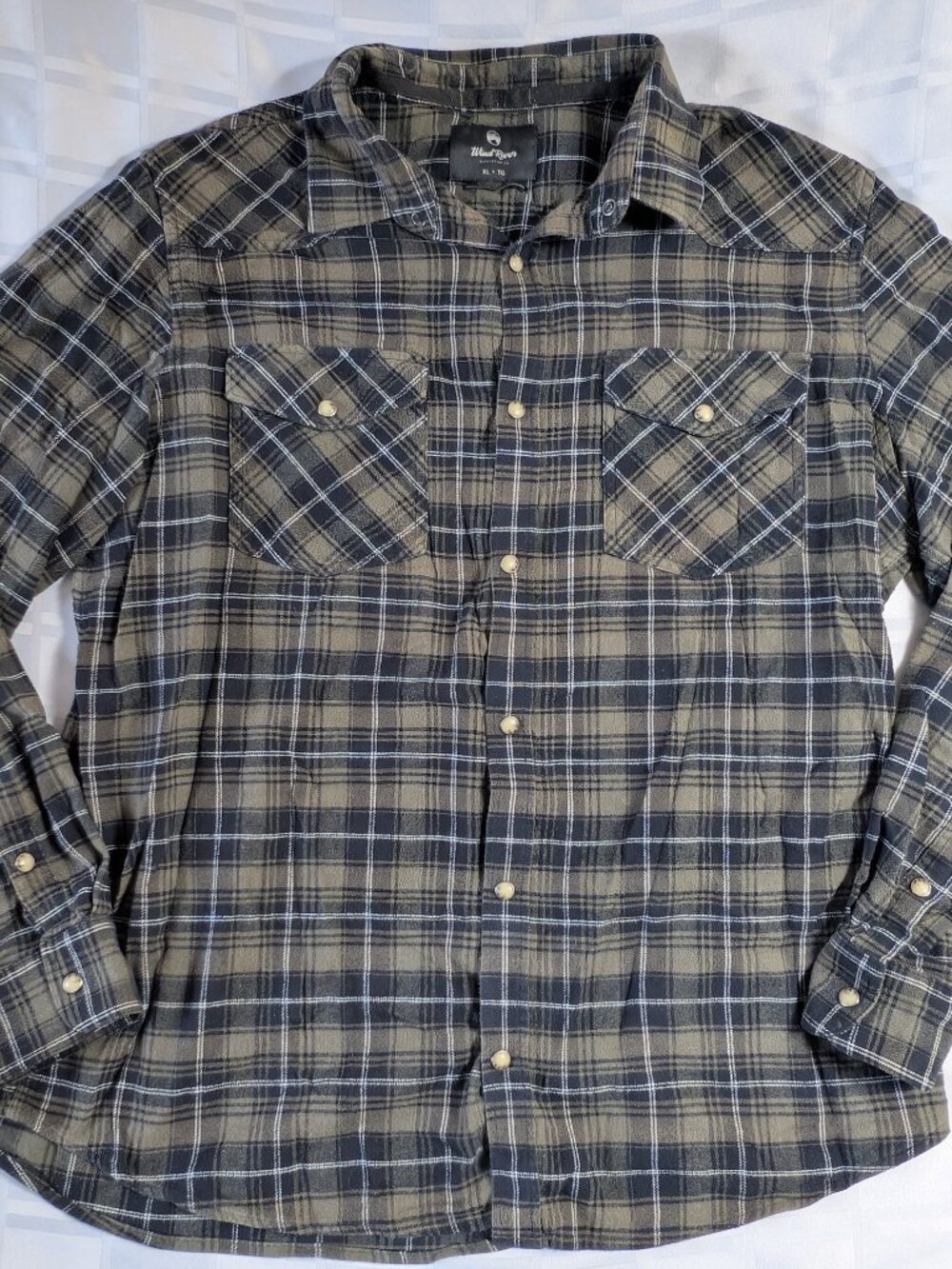 MEN'S WIND RIVER XL BUTTON UP FRONT COLLARED SHIRT LONG SLEEVE WARM WEAR MAN'S - Picture 14 of 15